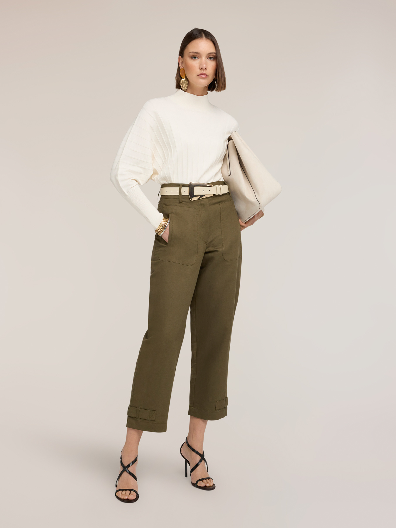 Oversized flat rib knit sweater image number 3