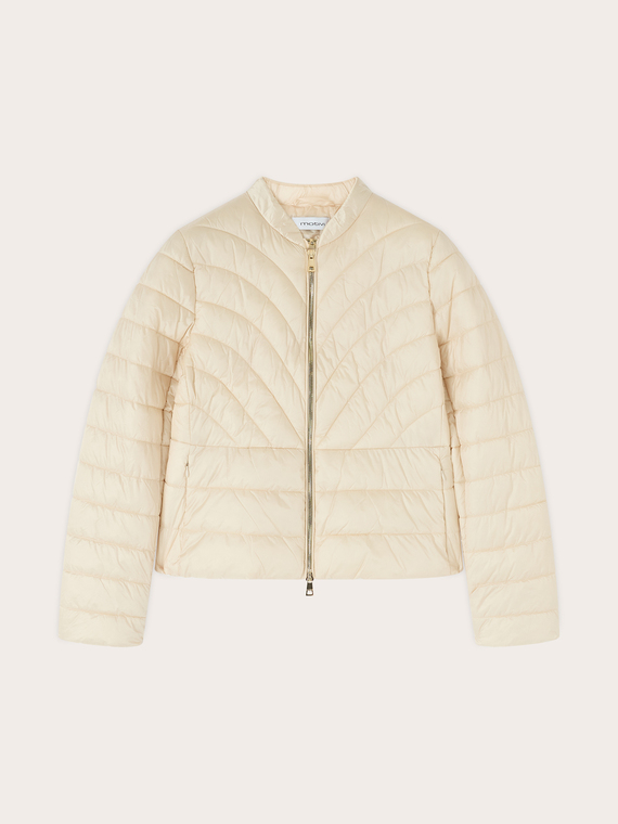 Lightweight short puffer jacket with high neck