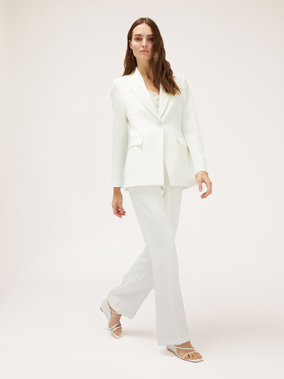 Crepe fabric single-breasted suit jacket