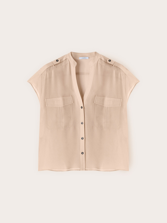 Laminated georgette shirt with pockets