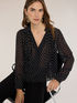Camicia in georgette a pois con pliss&eacute; image number 3
