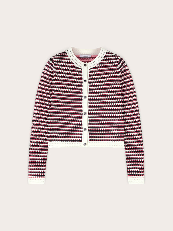 Strickjacke aus durchbrochener Strickware mit Streifen