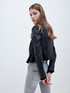 Leather-effect peplum jacket image number 1