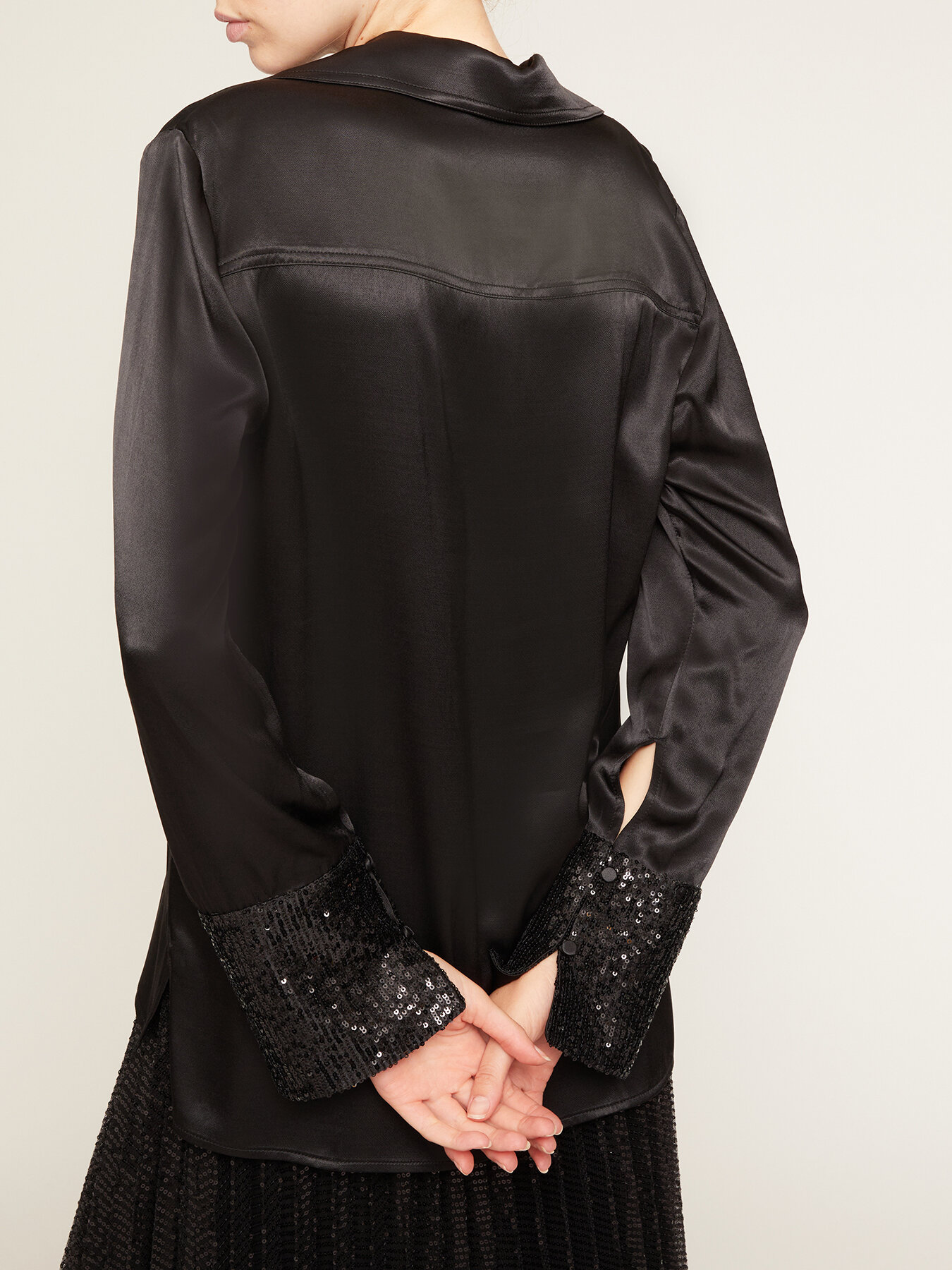 Satin blouse with cuffs in sequins image number 2