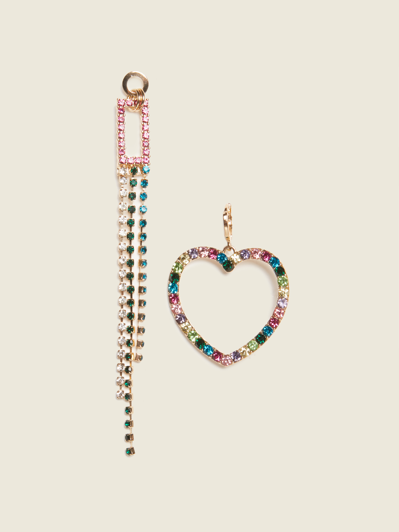 Asymmetric earrings with coloured stones image number 0