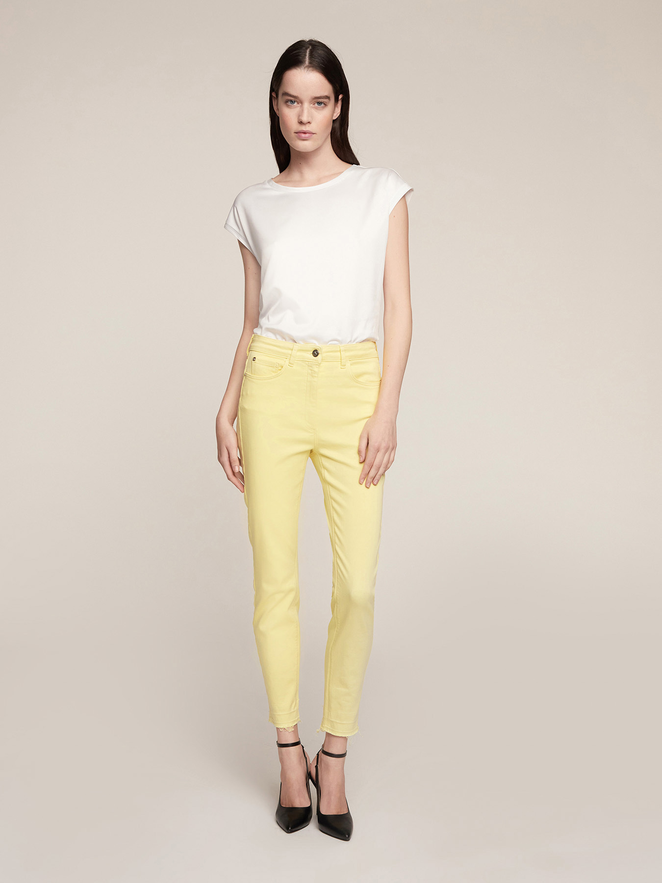 Skinny drill trousers image number 0