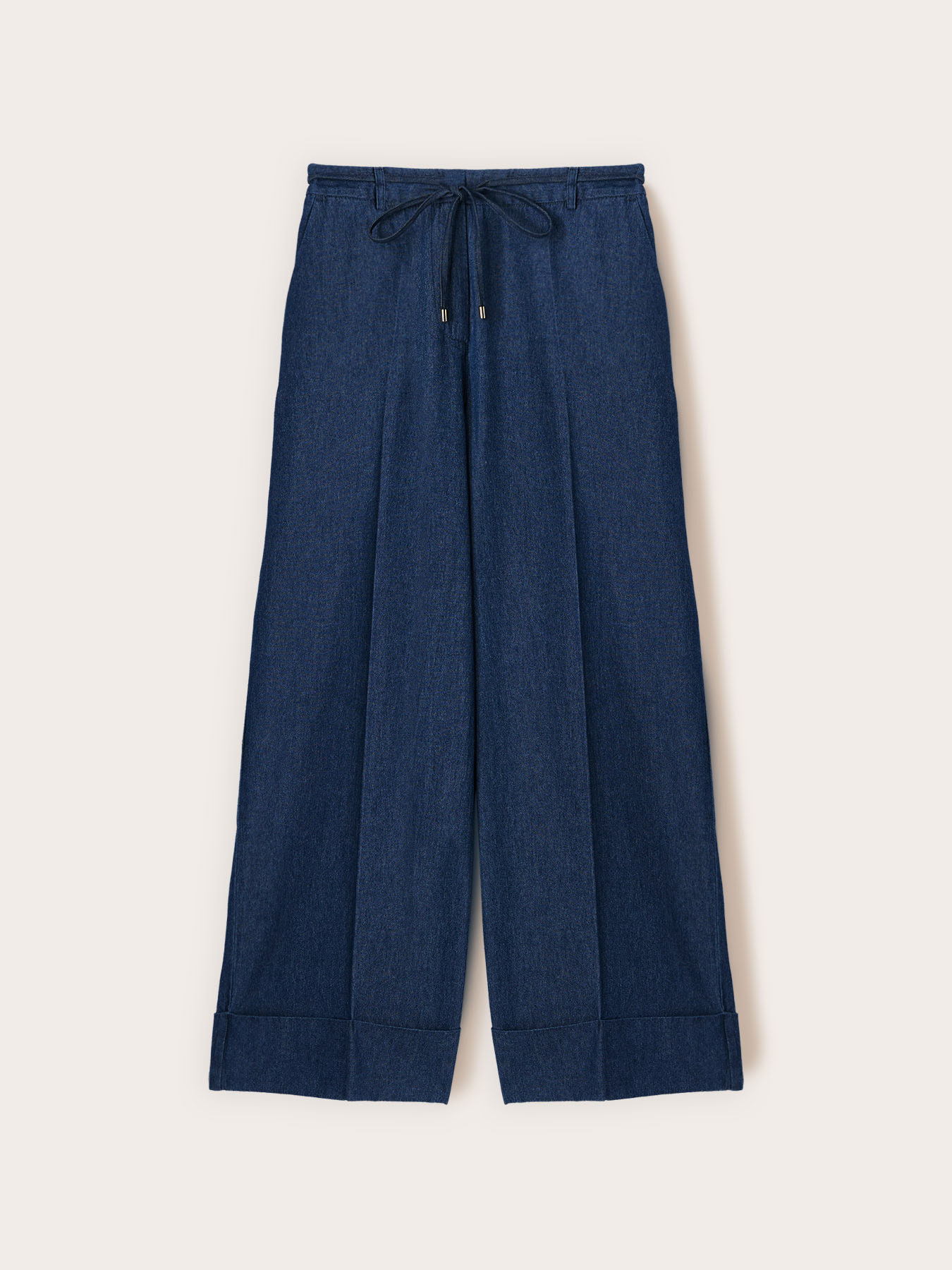 Jeans cropped palazzo con coulisse image number 0