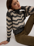 Heavy knit striped turtleneck sweater image number 2