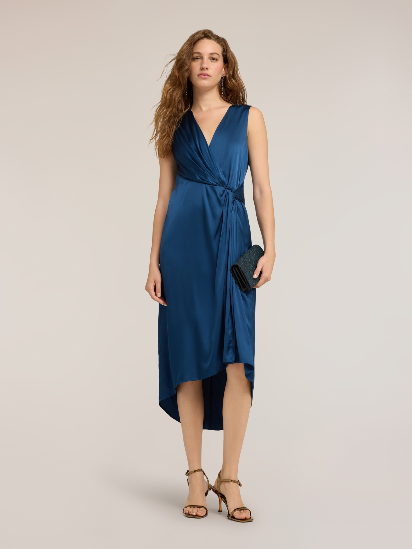 Draped satin dress image number 0