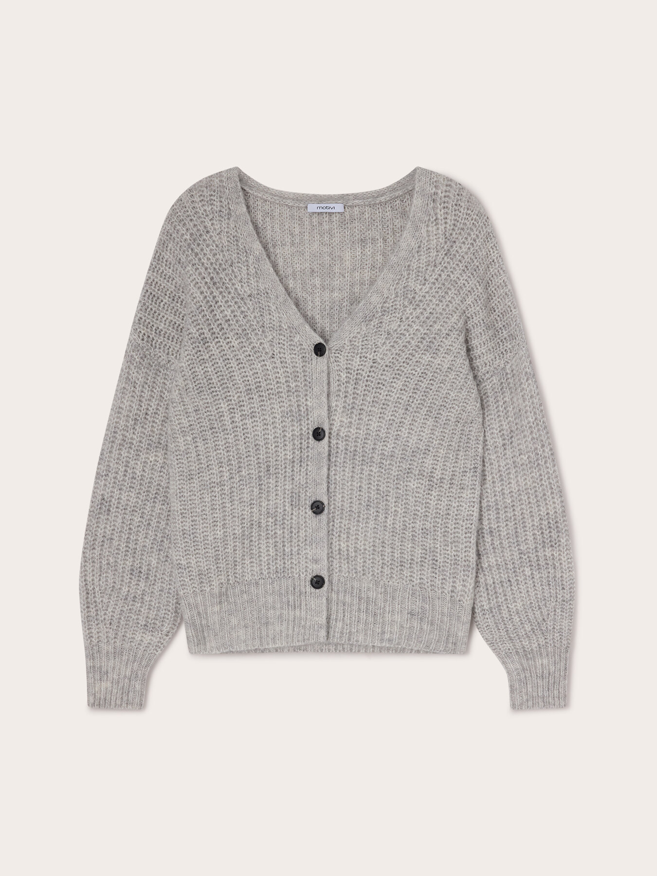 Ribbed cardigan in alpaca blend image number 4