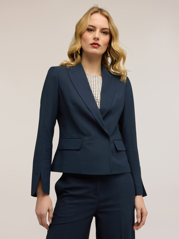 Blazer with slit at sleeve hem