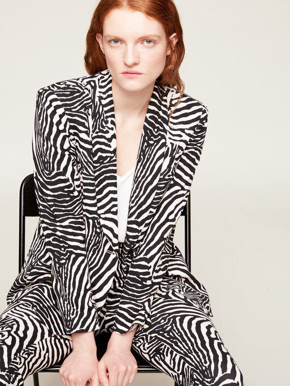 Zebra pattern blazer jacket