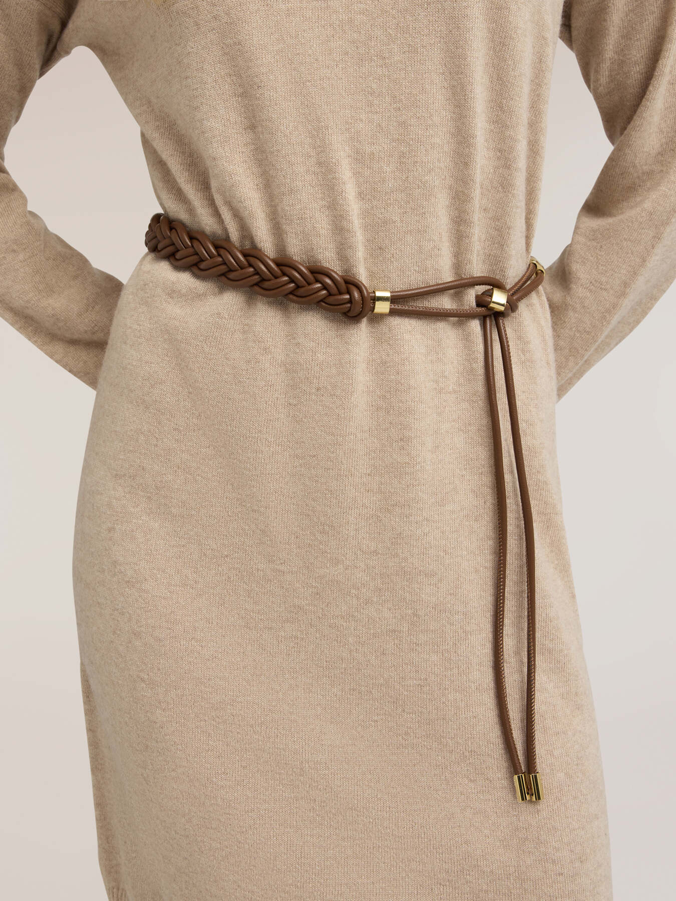 Braided belt with metal details image number 0
