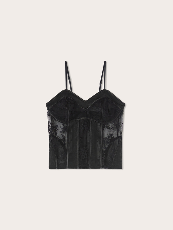 Top bustier de encaje con transparencias