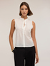 Pleated voile shirt with mandarin collar image number 0