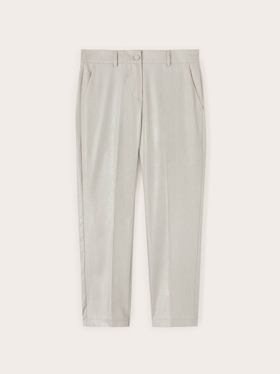Shiny effect regular fit trousers