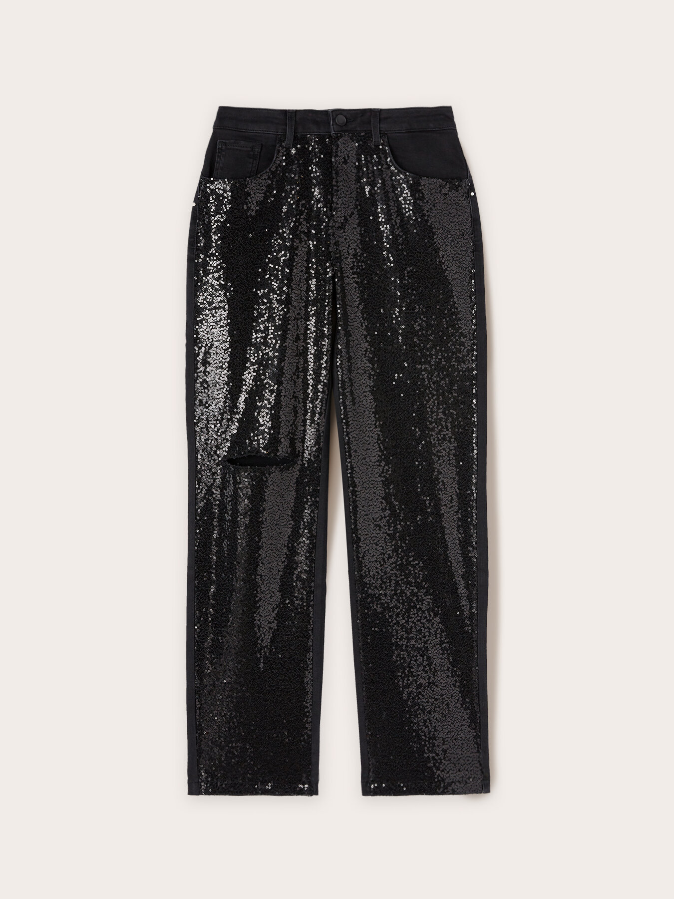Full sequin wide jeans image number 4