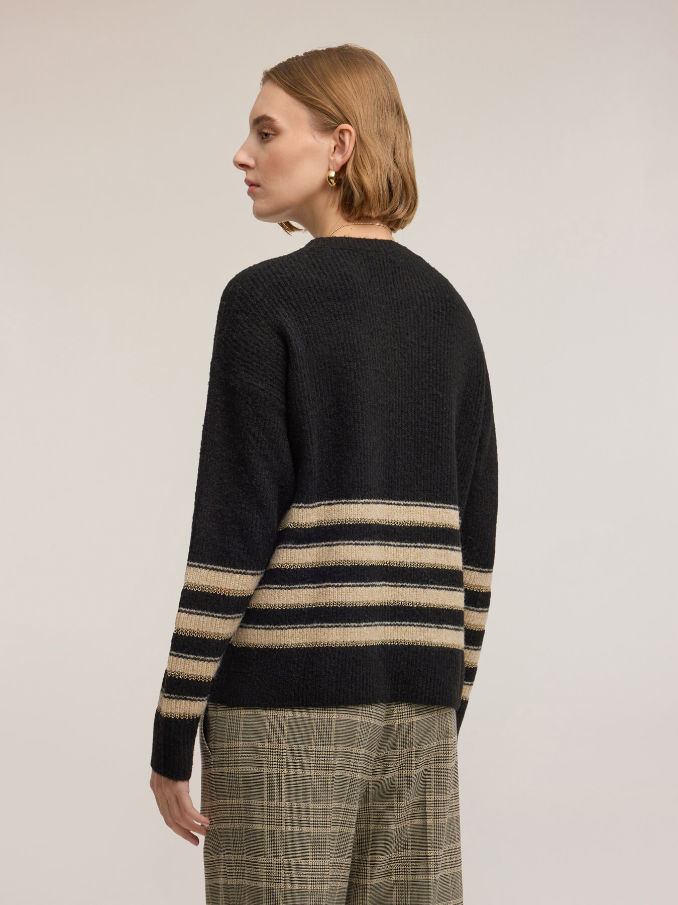 Striped sweater in wool lurex blend image number 1