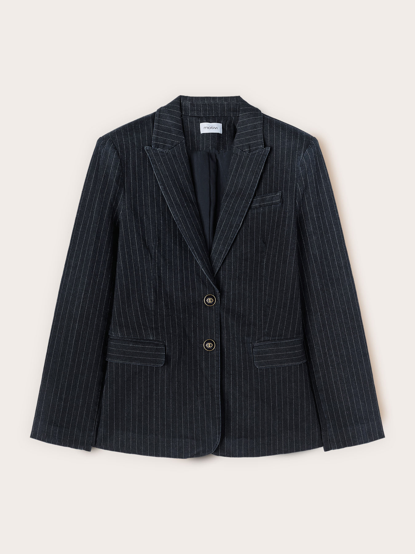 Structured jacket in pinstripe denim image number 4