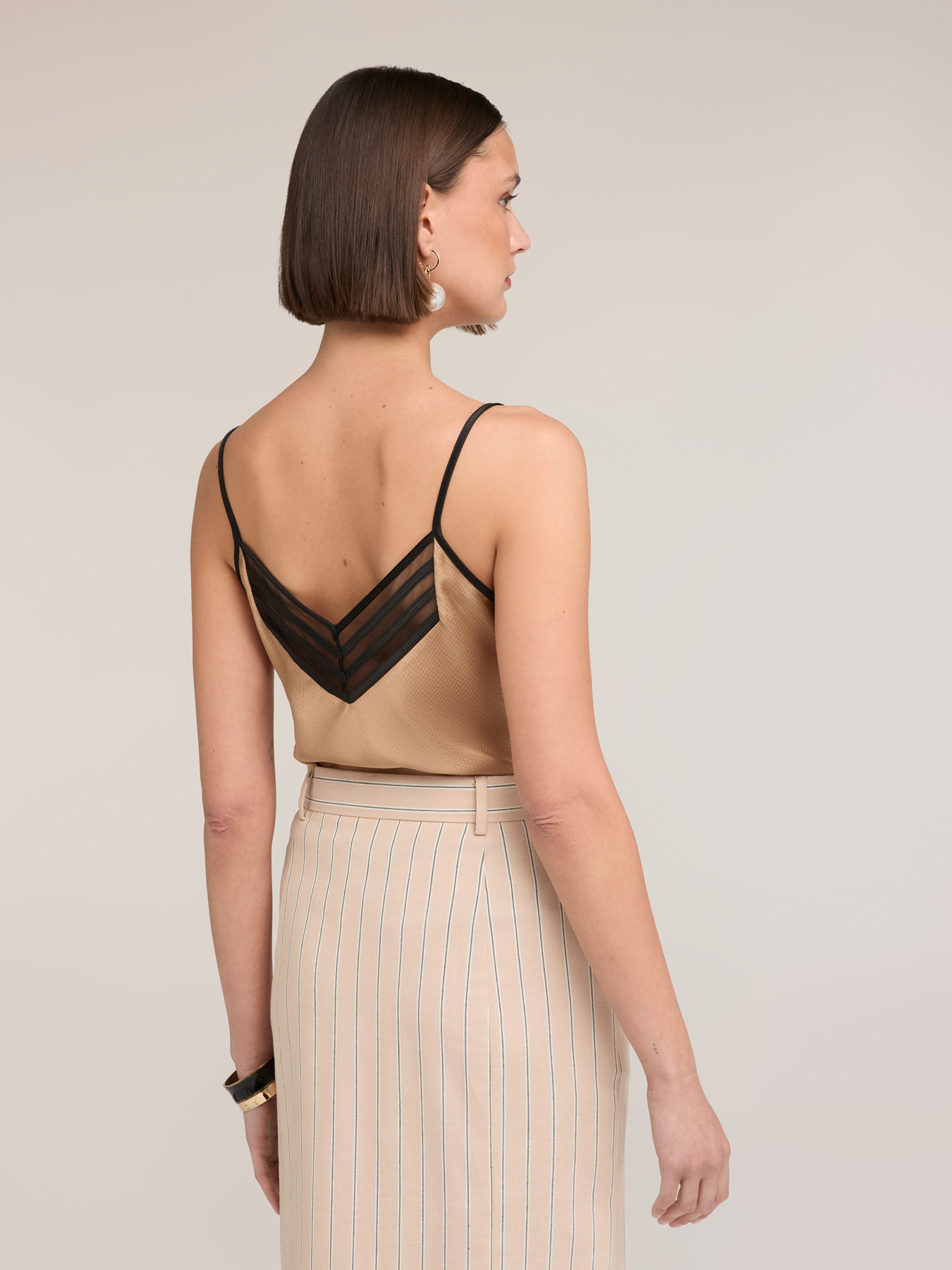 Top aus Satin mit T&uuml;llbesatz image number 1