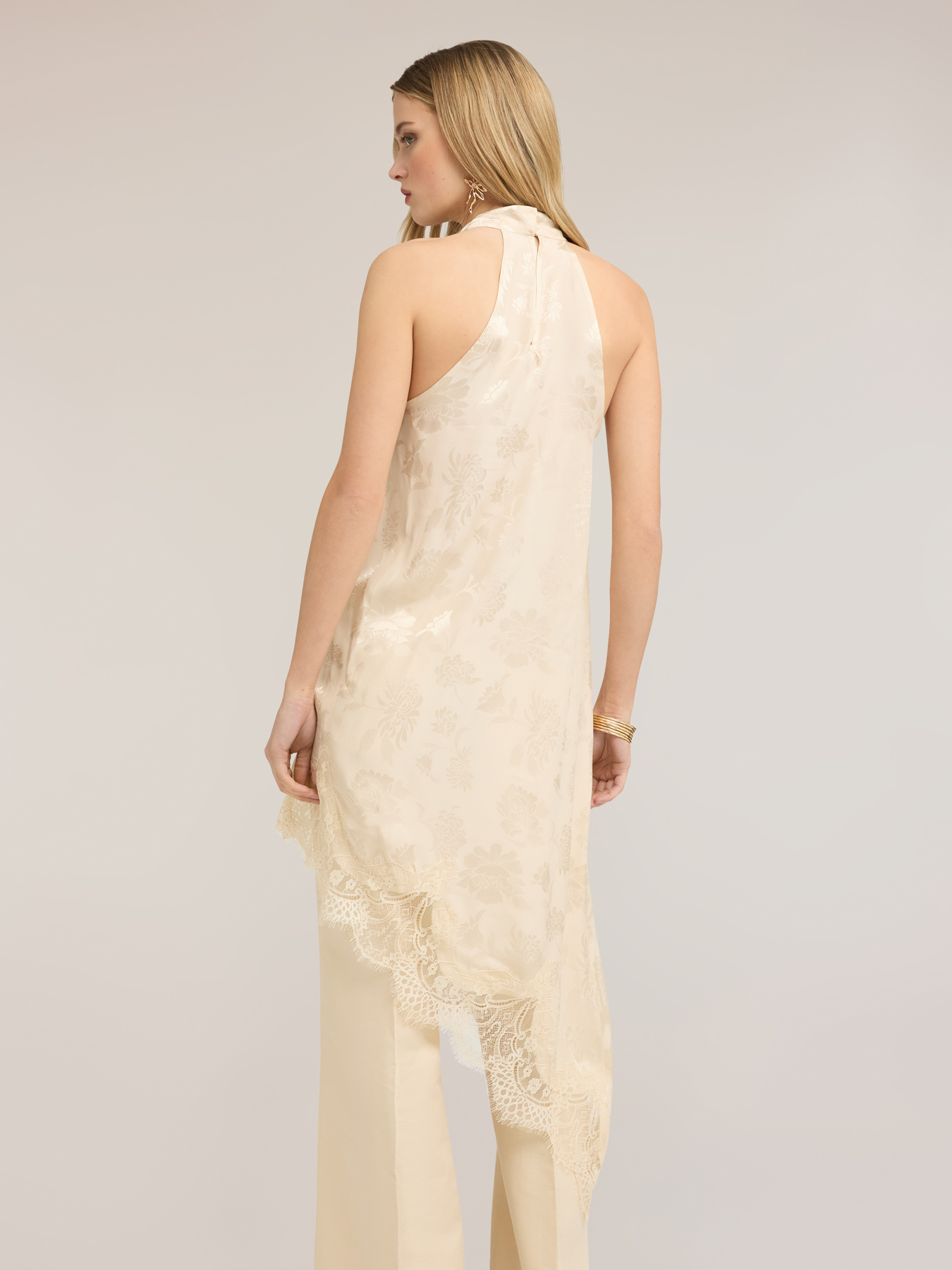 Asymmetric draped satin dress image number 1