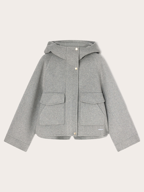 Jacke aus Wollmischtuch mit Kapuze