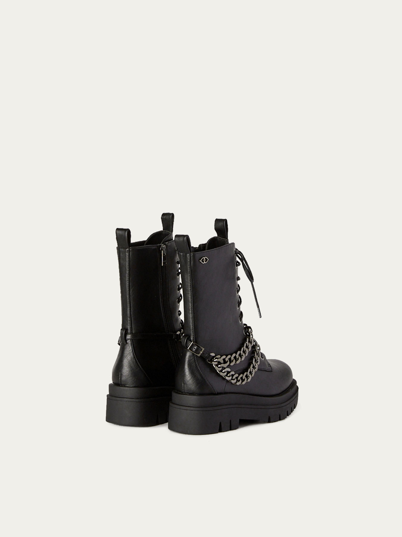 Lace-up combat boots with chains image number 2