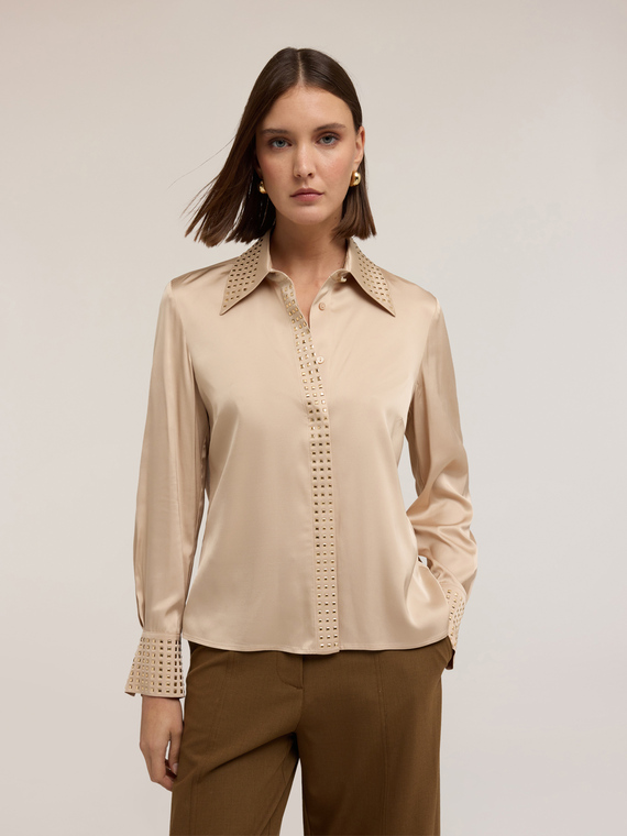 Satin shirt with studs