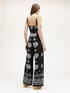 Long jumpsuit in ethnic patterned satin image number 1