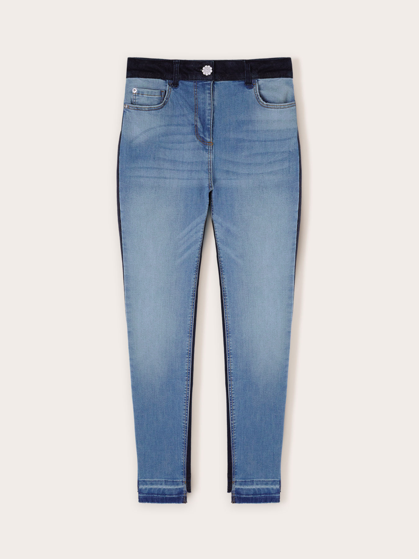 UPCYCLING patchwork skinny jeans image number 5