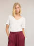 Mixed linen T-shirt with gold-colored trim image number 0