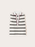 Striped ajour&eacute; knit top with polo collar image number 4
