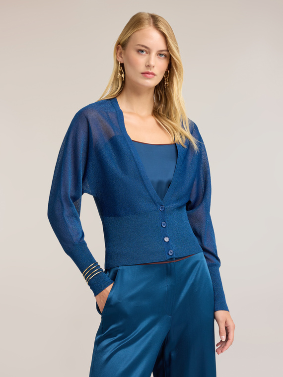 Fine lurex knit cardigan