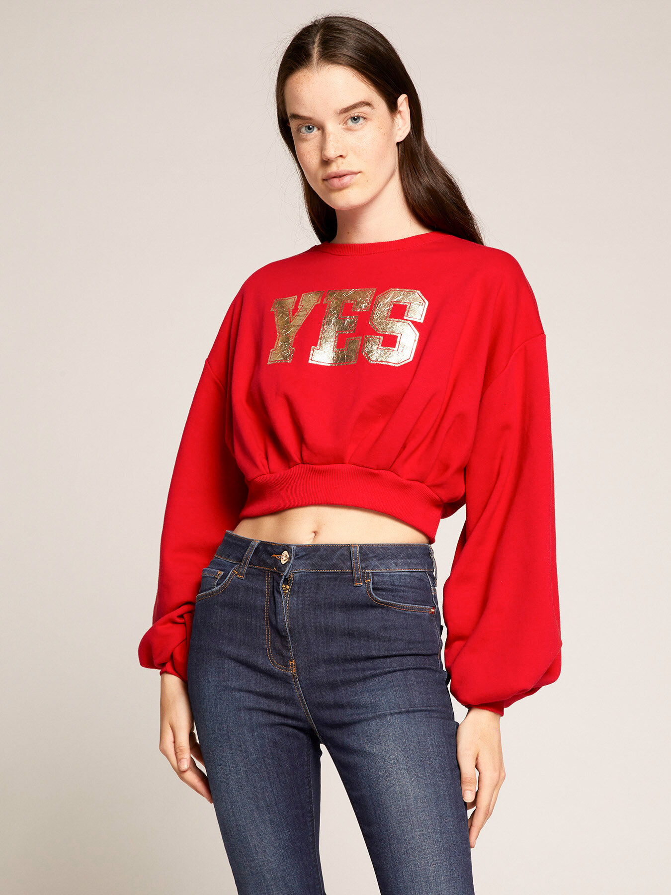 Cropped sweatshirt with print image number 2