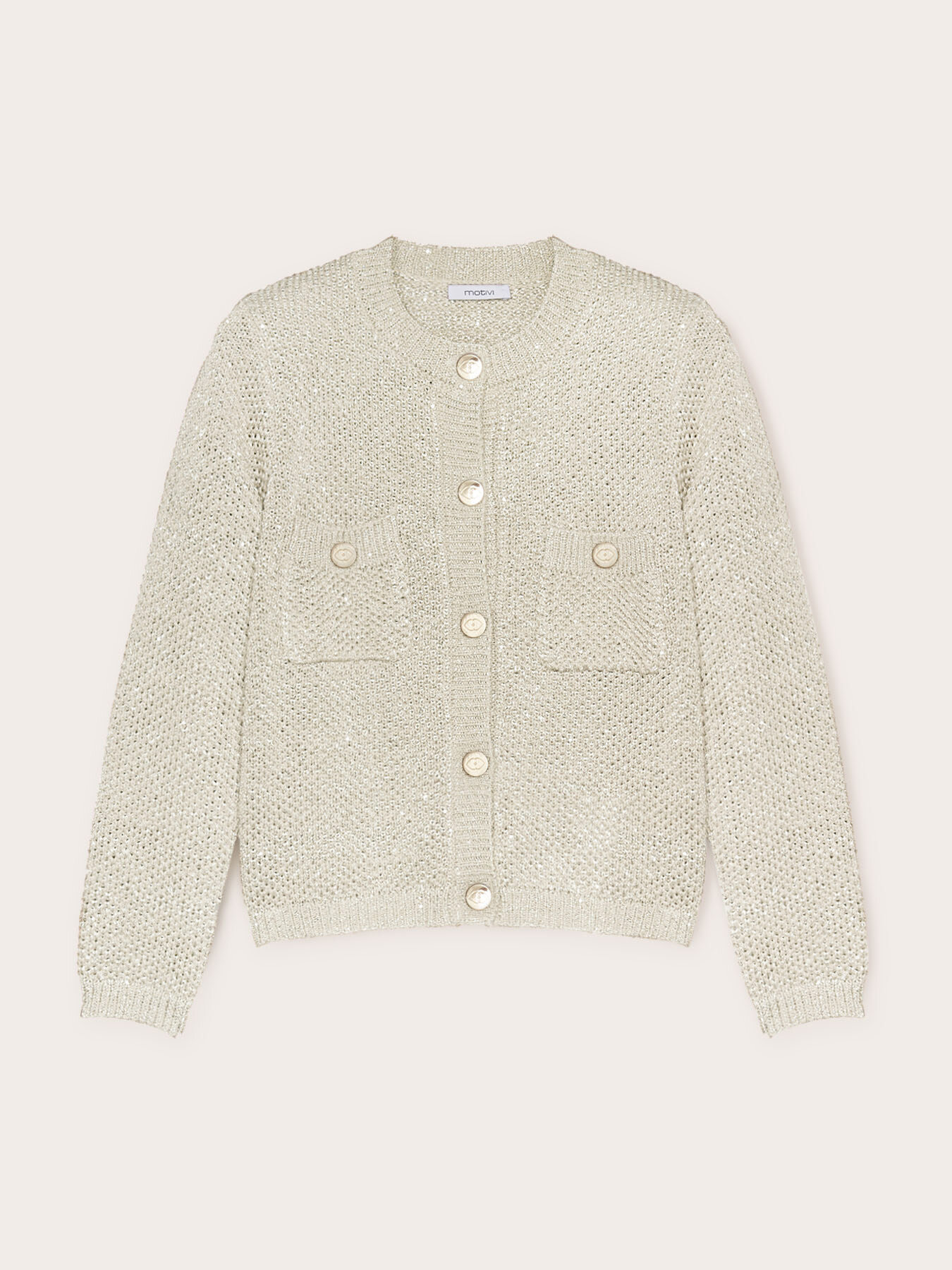 Cardigan ammagliato corto con micro paillettes image number 3