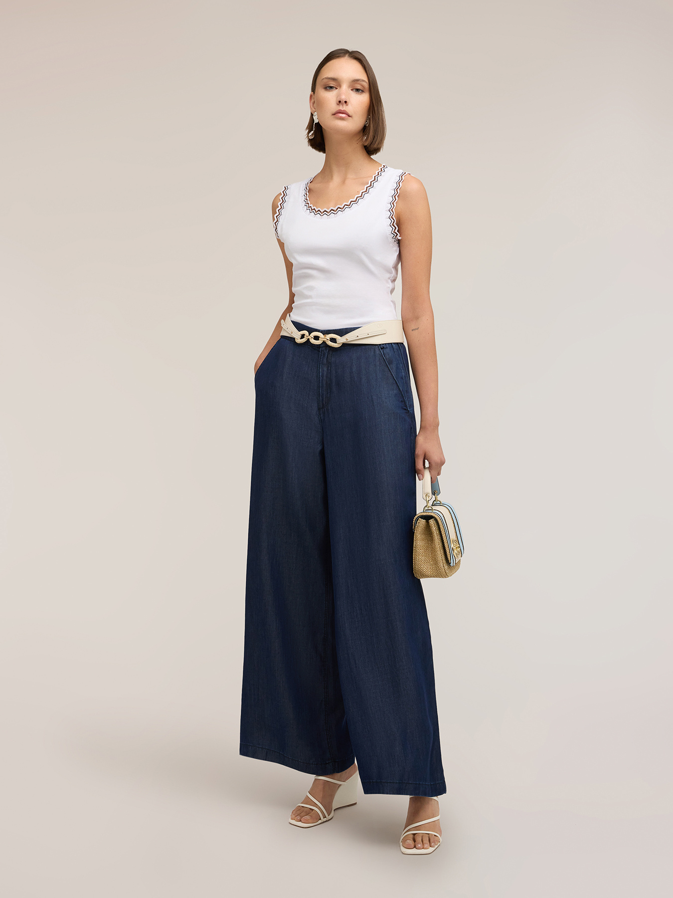 Jean palazzo en denim lyocell image number 2