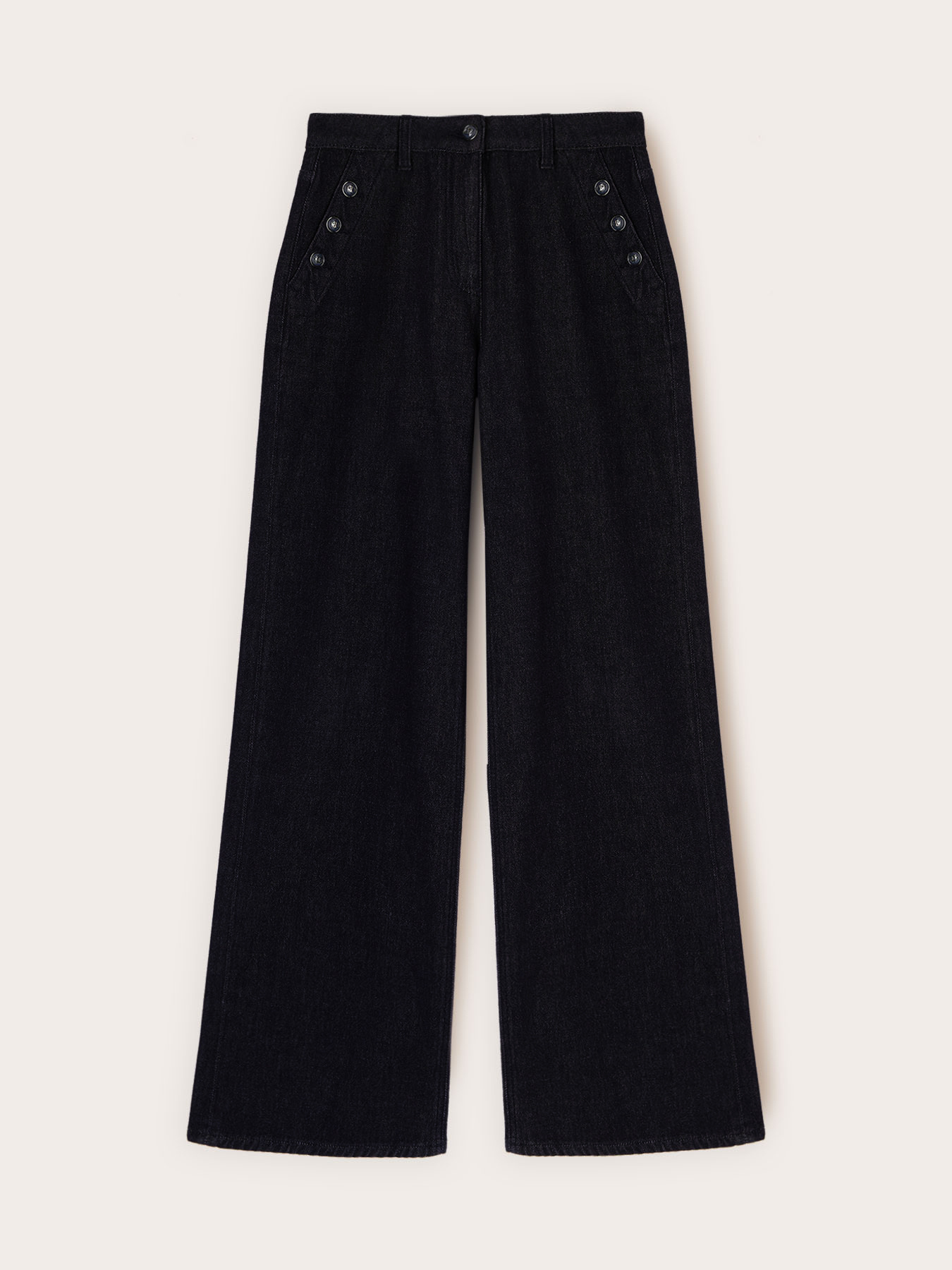 Jeans palazzo con botones decorativos image number 4