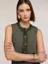 Top misto lyocell con bordi in maglia image number 1
