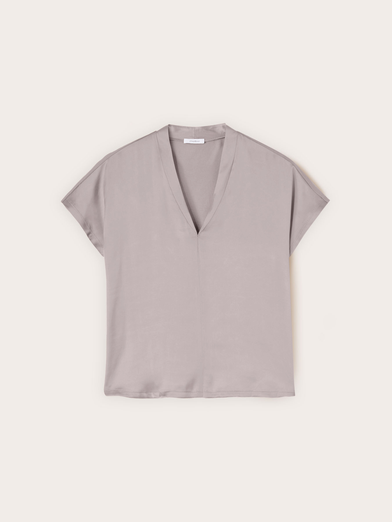 Two-material V-neck T-shirt image number 3