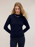 Viscose turtleneck sweater with chevron knit pattern image number 0