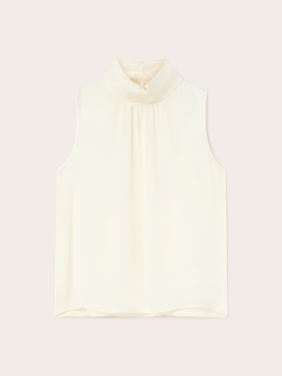 Bluse aus Satin mit Stehkragen
