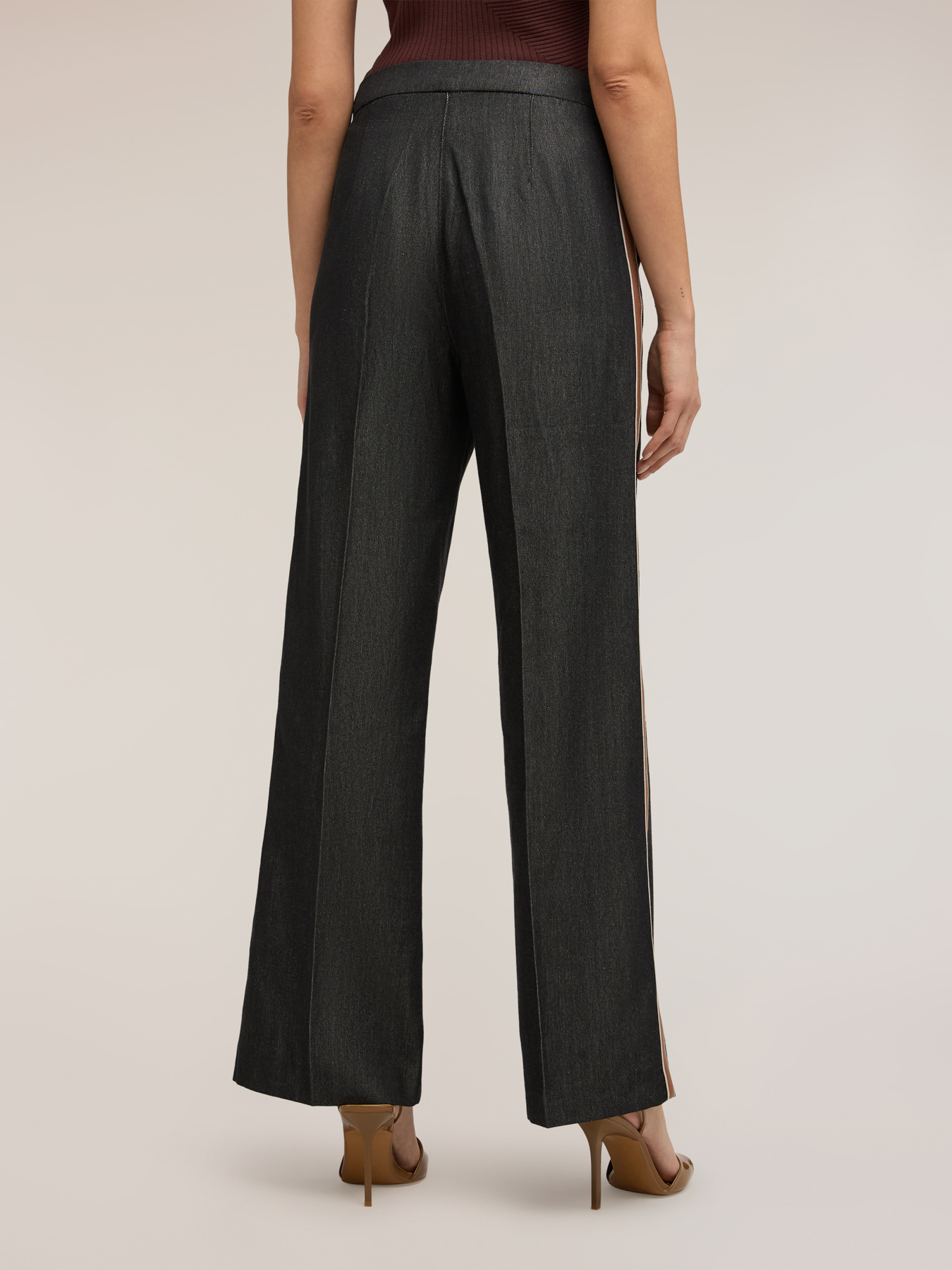 Palazzo pants with side bands image number 1