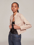 Faux leather jacket with shaping cuts image number 0