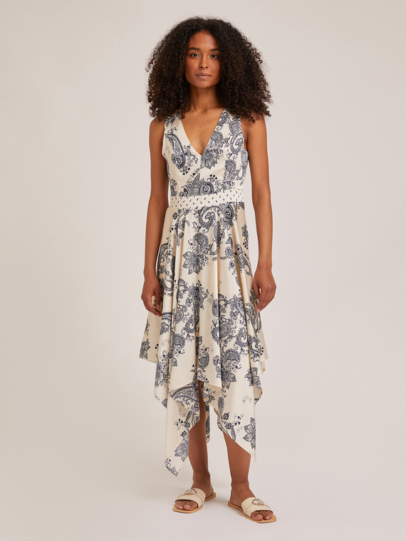 Motivi Vestito con fondo asimmetrico fantasia foulard Donna