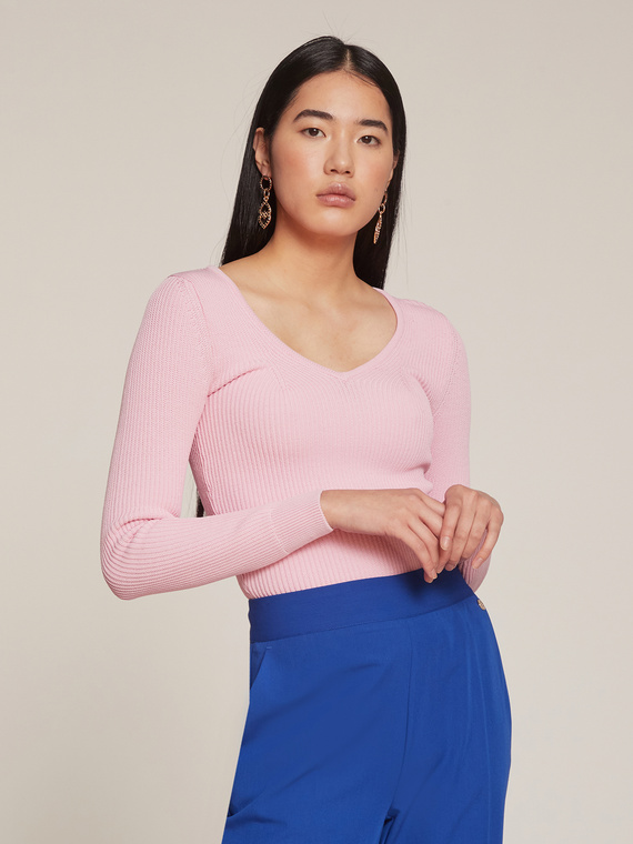 Motivi Maglia slim a coste Donna