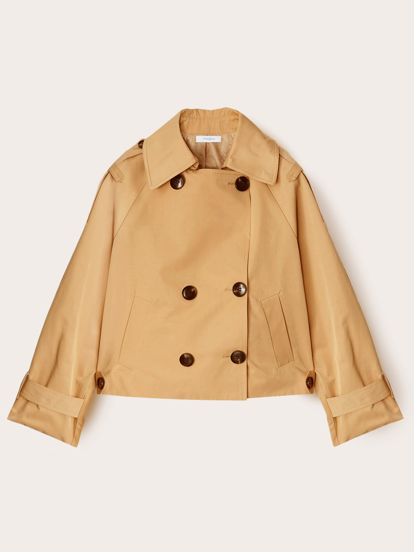 Short double-breasted trench coat image number 4