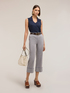 V-neck linen blend top with collar image number 0