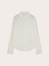 Cr&ecirc;pe de chine shirt with lace inserts image number 4