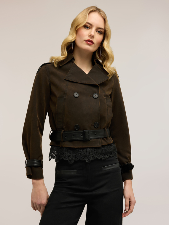 Coated fabric biker jacket
