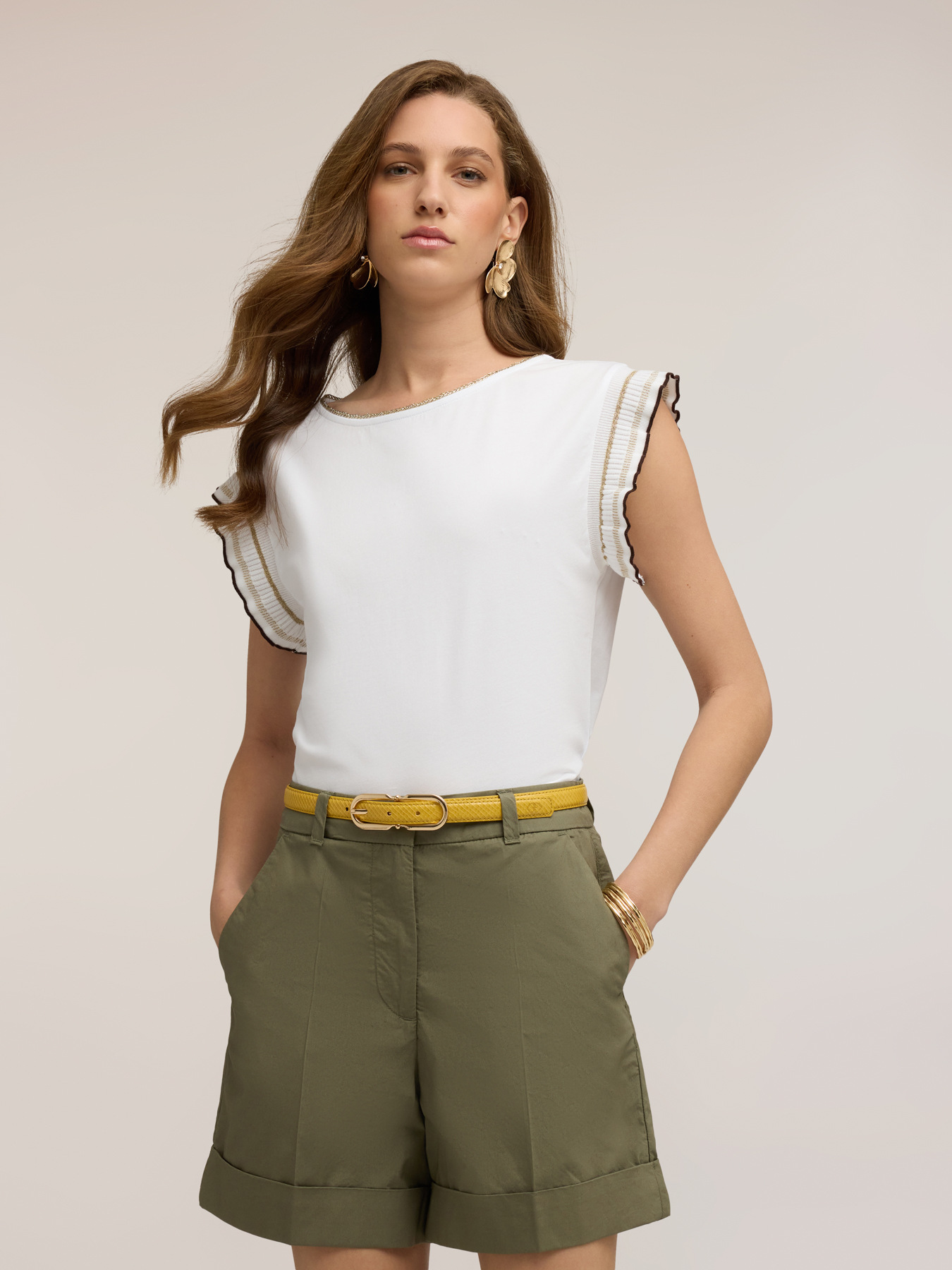 T-shirt with ruffle sleeves image number 2